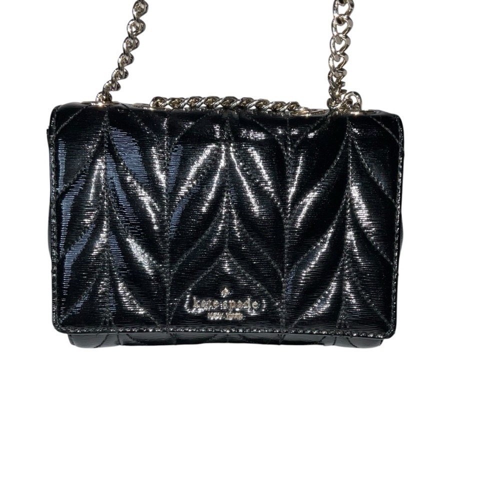 Kate Spade Emelyn Briar Lane Patent Leather Black Quilted Crossbody Bag